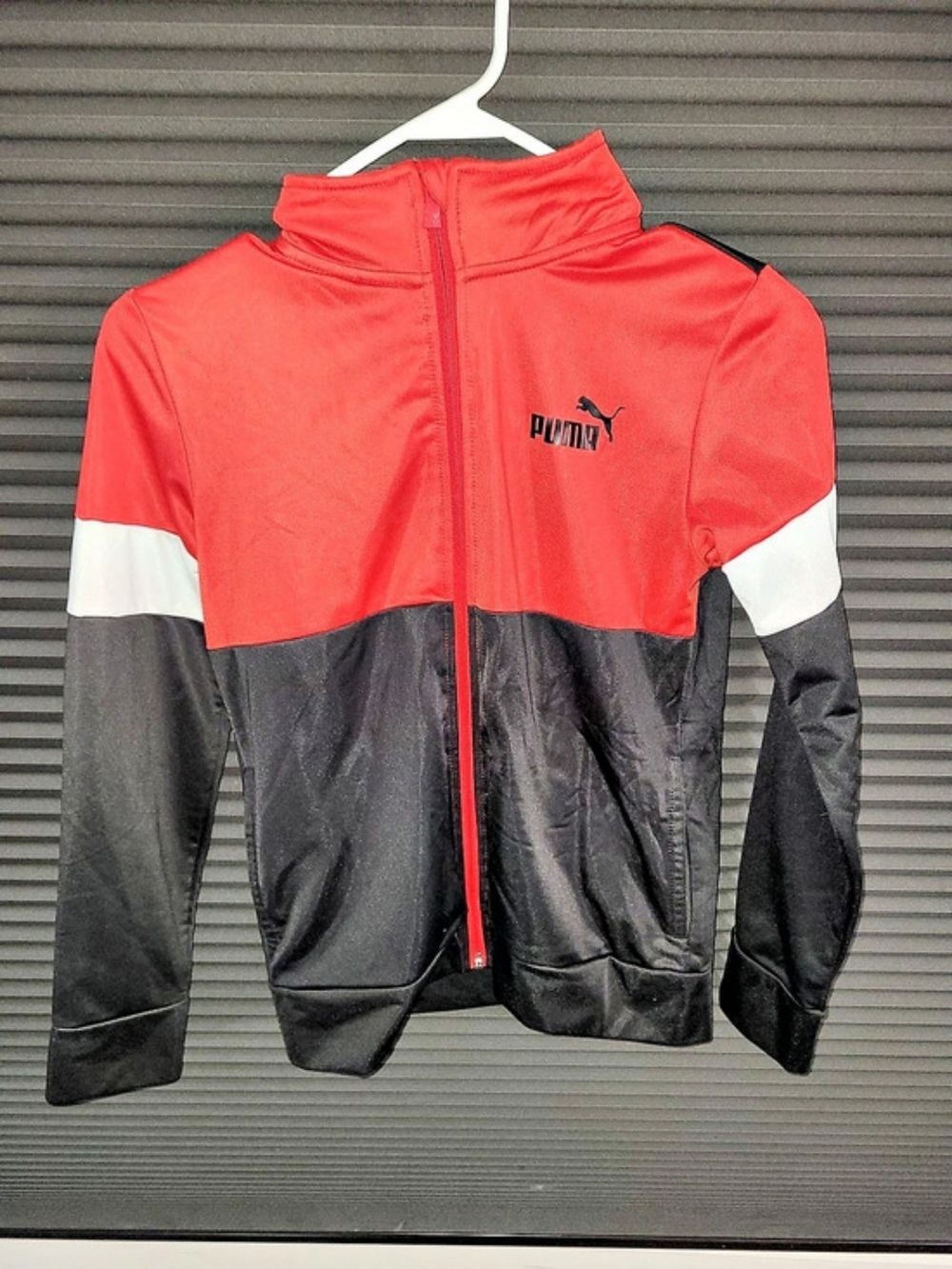Puma Youth Colorblock Track Jacket Color Block Red & Black Medium